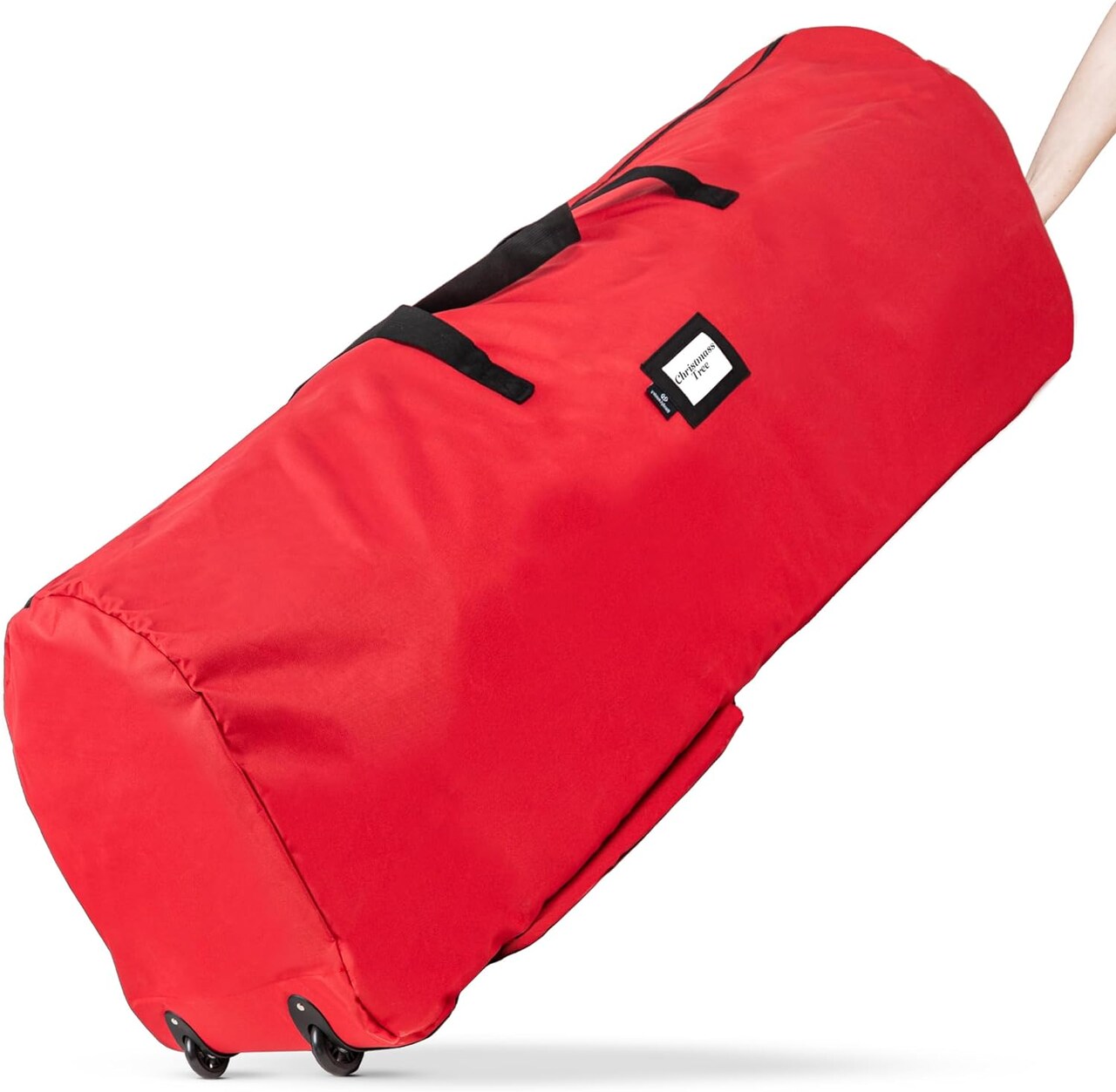 Rolling Tree Storage Bag - For 7.5-Foot Artificial Christmas Holiday Tree. Zippered Bag, Carry Handles and Wheels for Easy Transport, Protects Against Dust, Insects, and Moisture (Red)